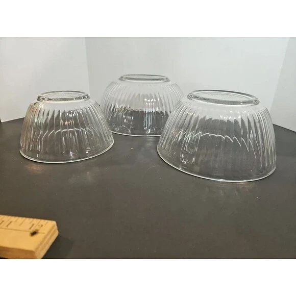 3 PYREX Ribbed Glass Nesting Mixing Bowls 3/6/10 Cups Clear #7401,7402, 7403 USA - Picture 16 of 16